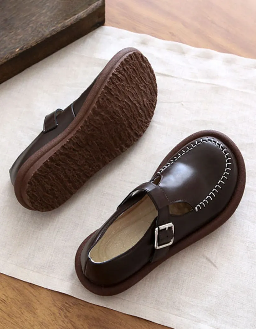 Spring Wide Head T-strap Comfortable Loafers