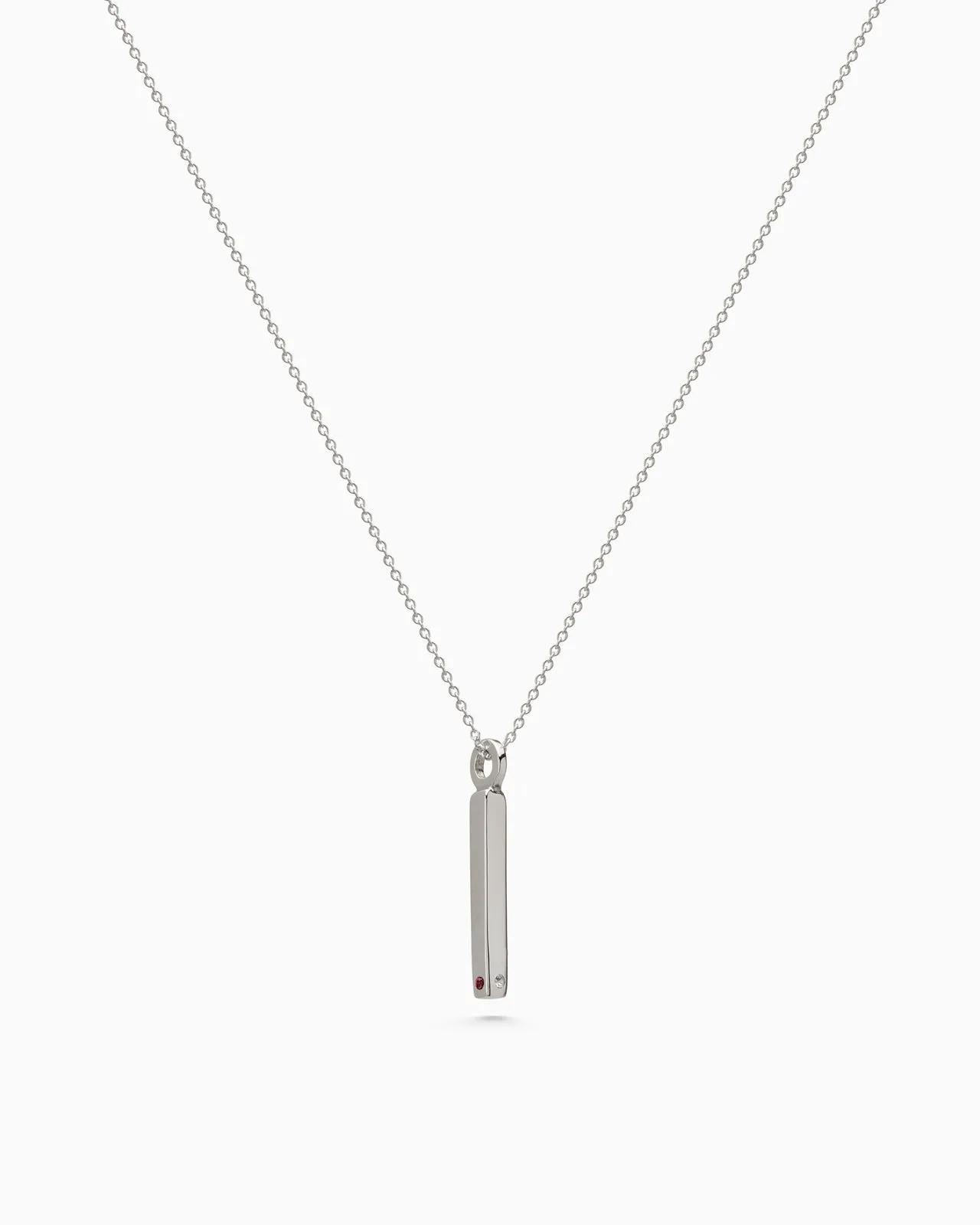 Square Drop Birthstone Pendant | White Gold