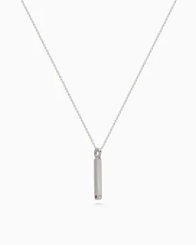 Square Drop Birthstone Pendant | White Gold