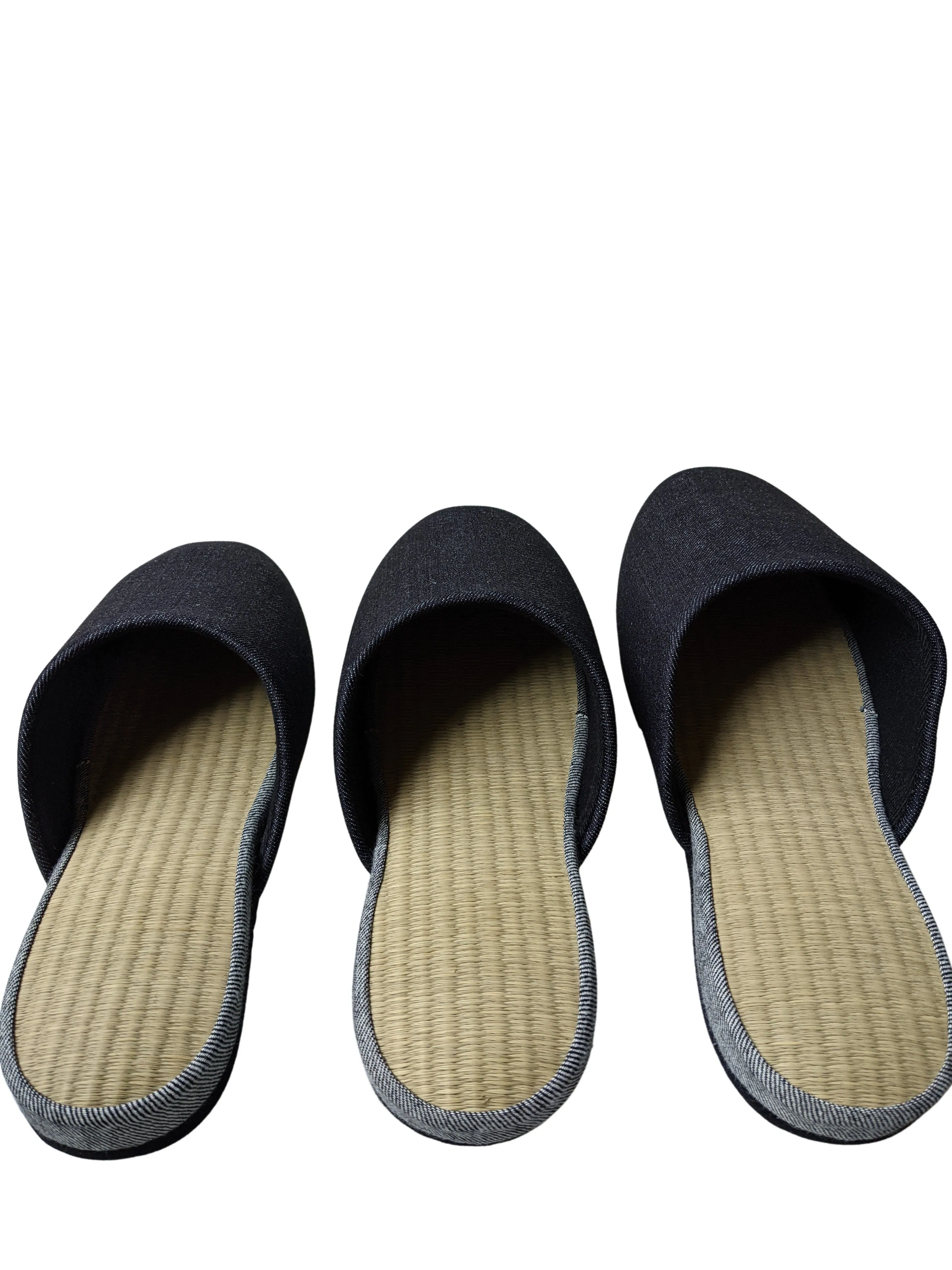 TATAMI Denim Slippers A-Type [Black Wool Felt Sole] / Simple [Denim Hiroshima]