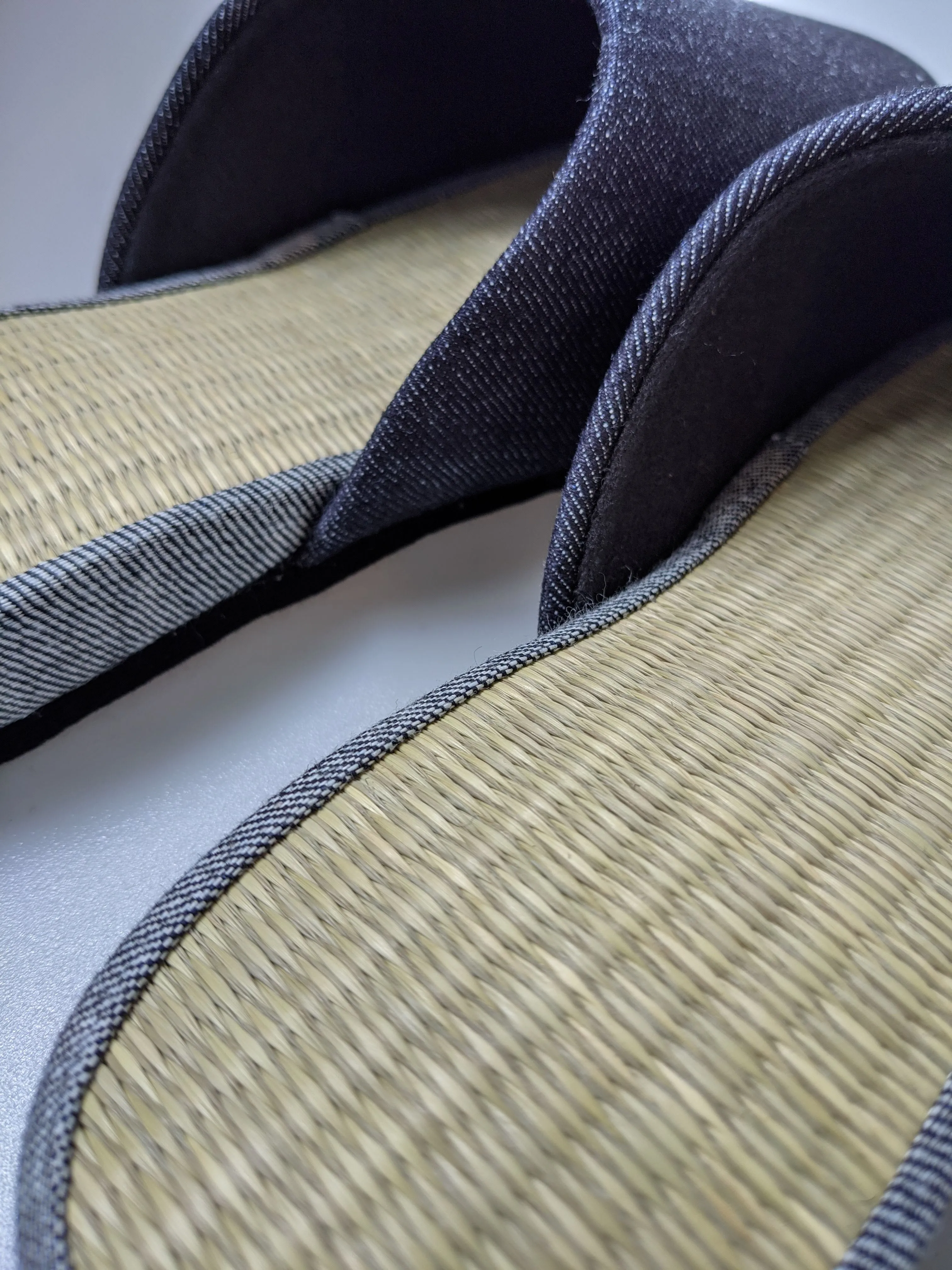 TATAMI Denim Slippers A-Type [Black Wool Felt Sole] / Simple [Denim Hiroshima]