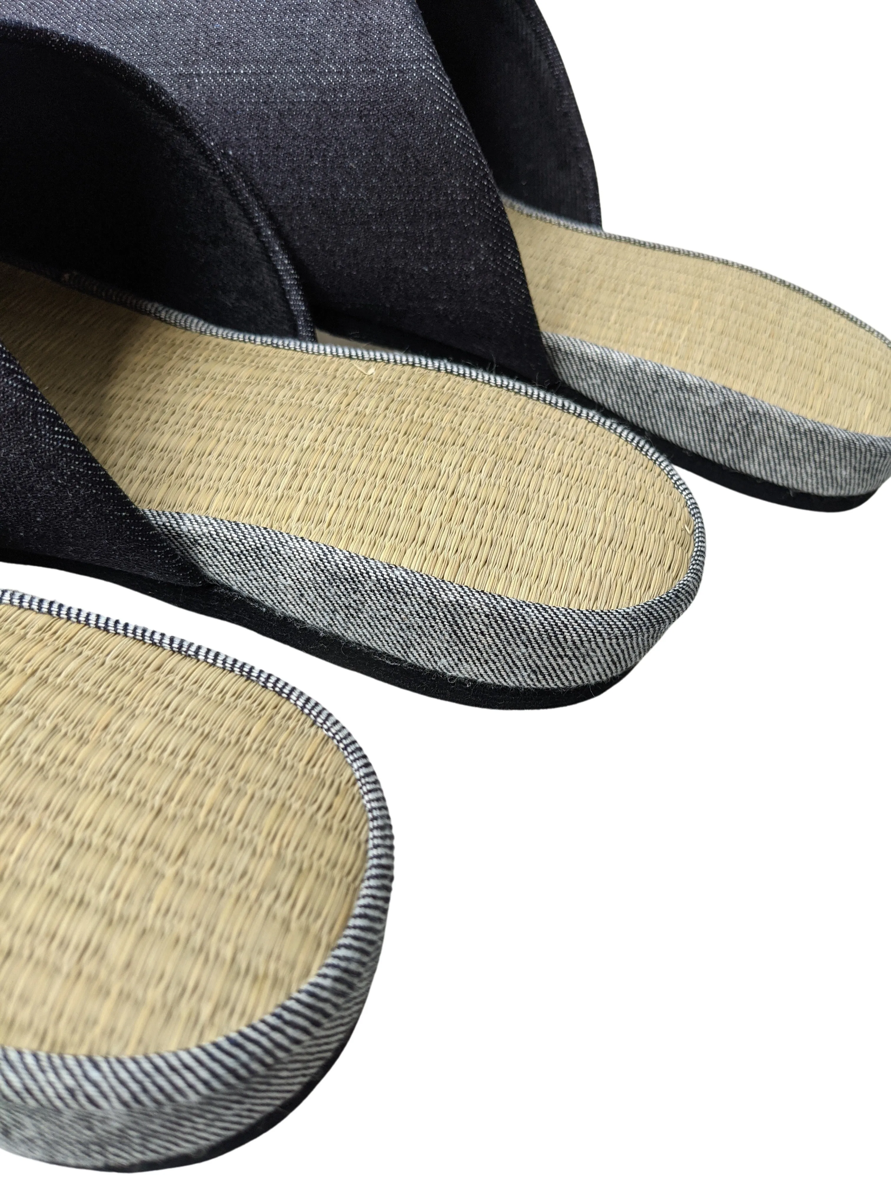 TATAMI Denim Slippers A-Type [Black Wool Felt Sole] / Simple [Denim Hiroshima]