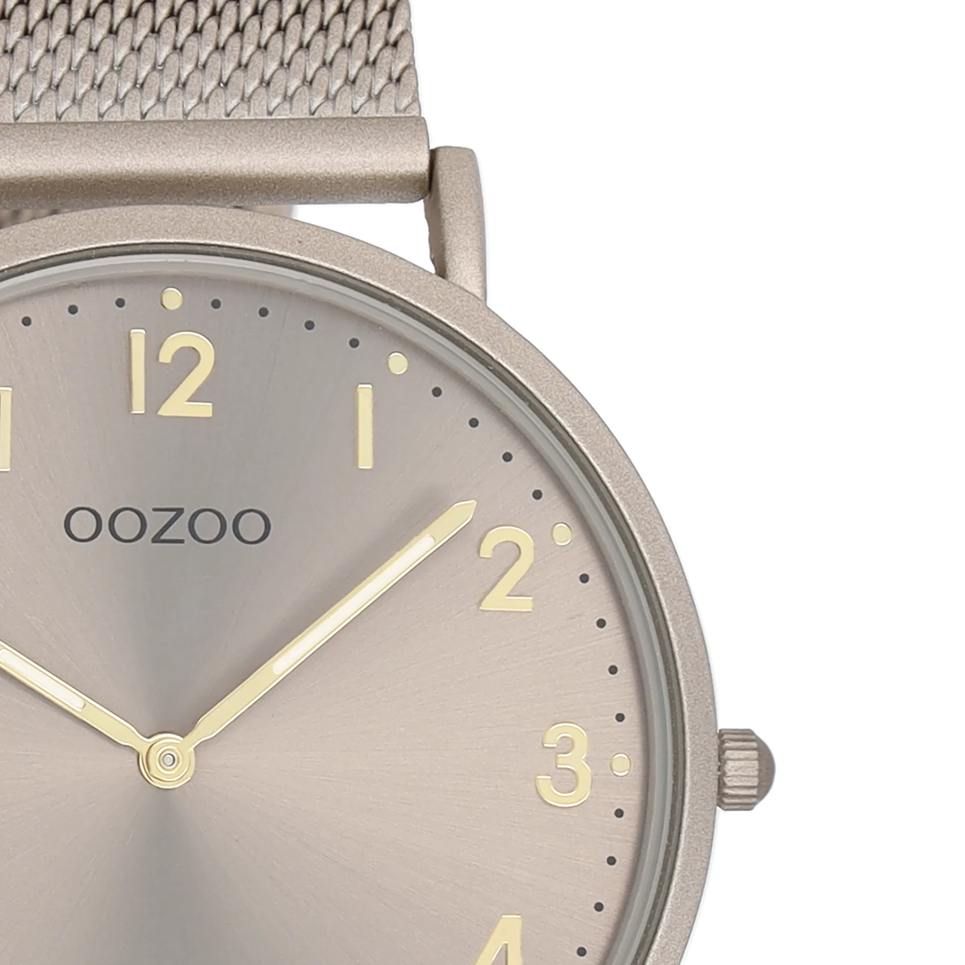 Taupe OOZOO watch with taupe metal mesh bracelet - C20380