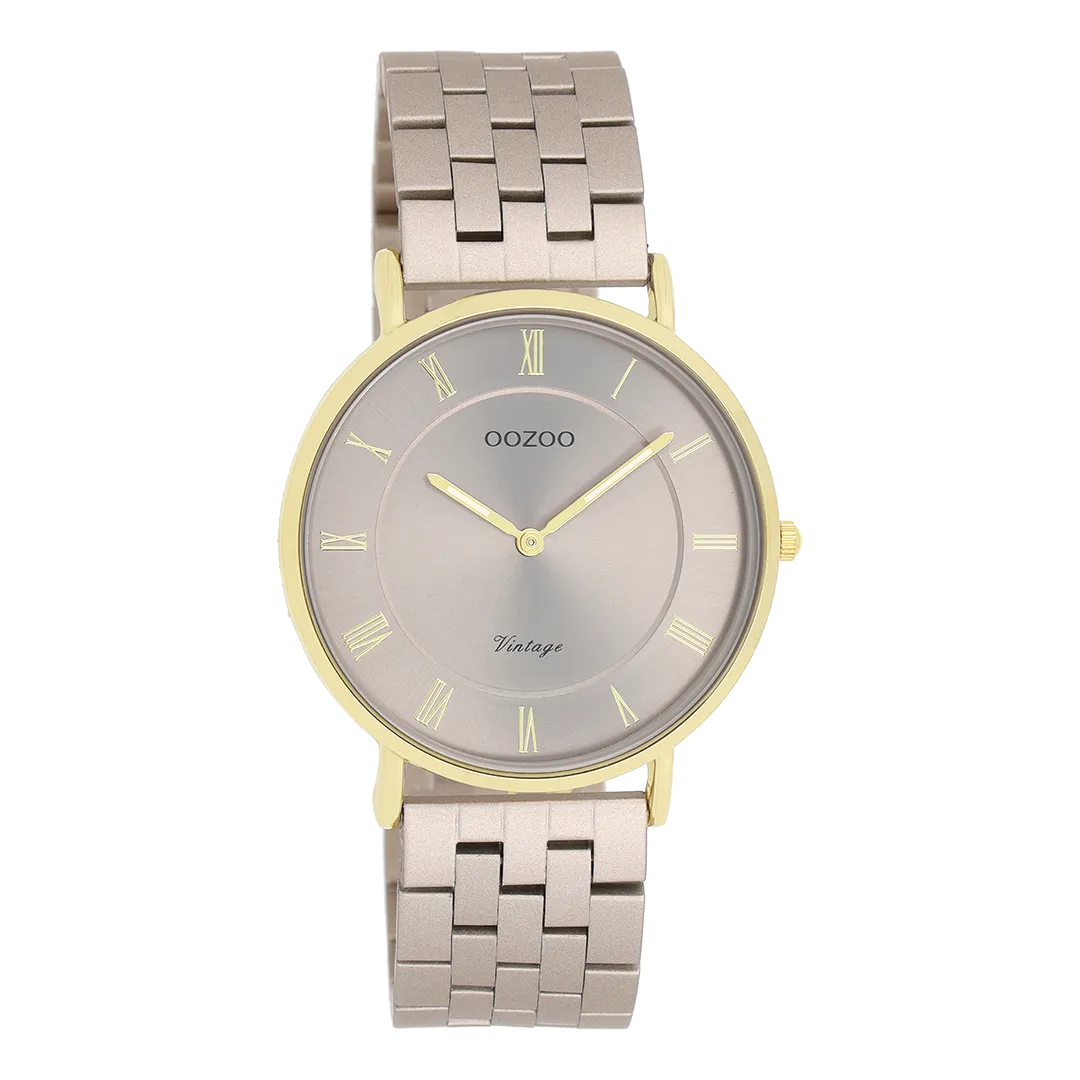 Taupe OOZOO watch with taupe stainless steel bracelet - C20368