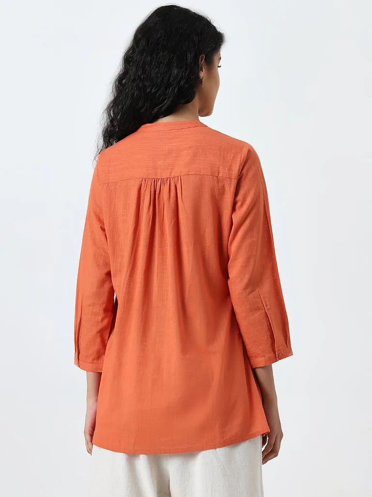 Utsa Orange Mirror Embellished A-Line Kurti