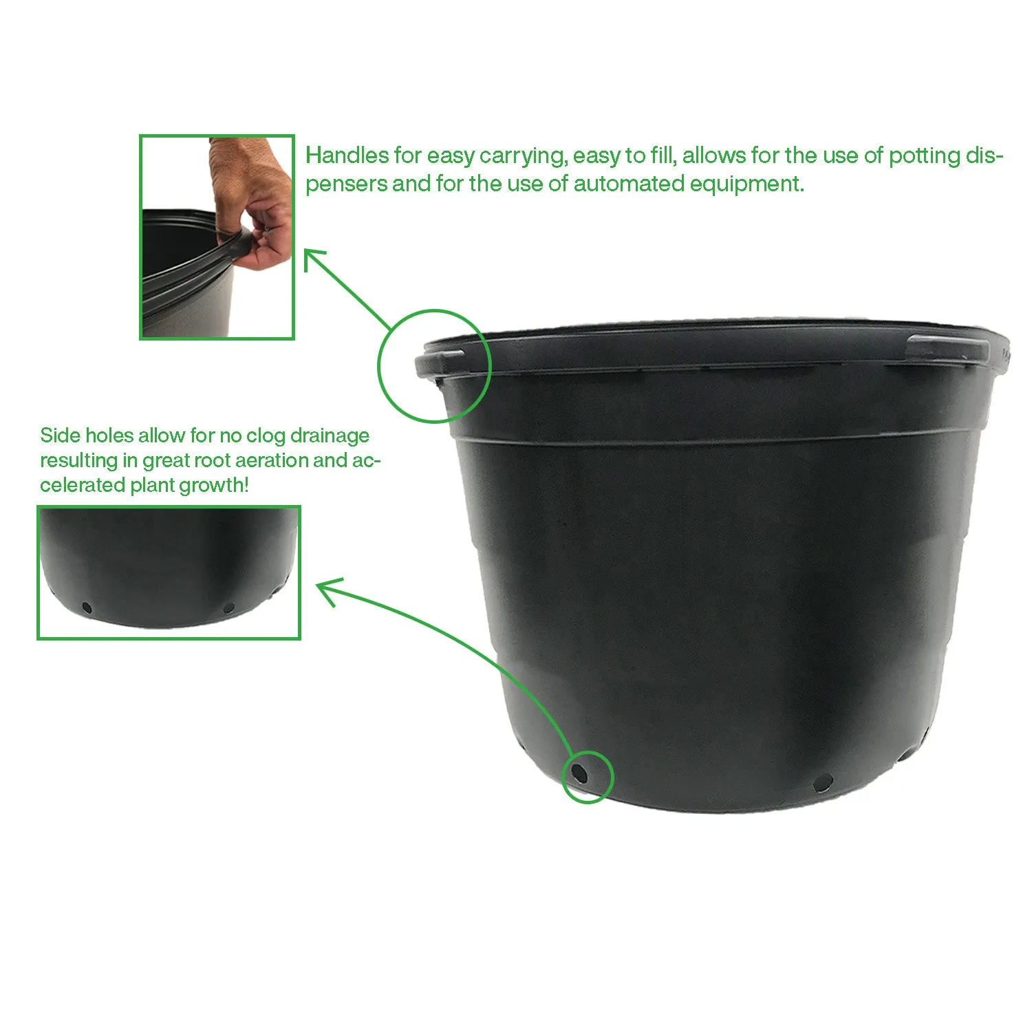 Viagrow 50 Gallon Round Plastic Plant Pot Pallet (Pallet of 45)