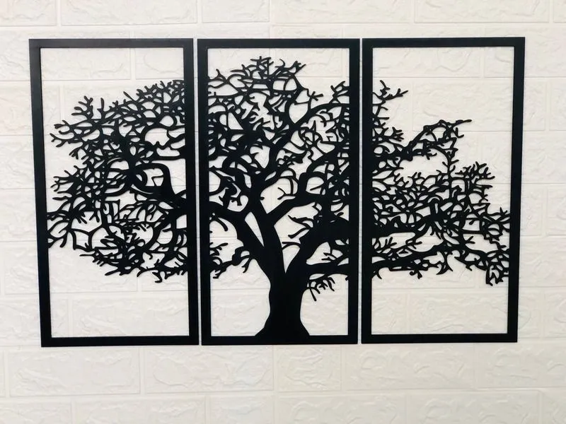 Wall Decor Tree in 3 panels 3 panel tree decor, Engraved Wall Art