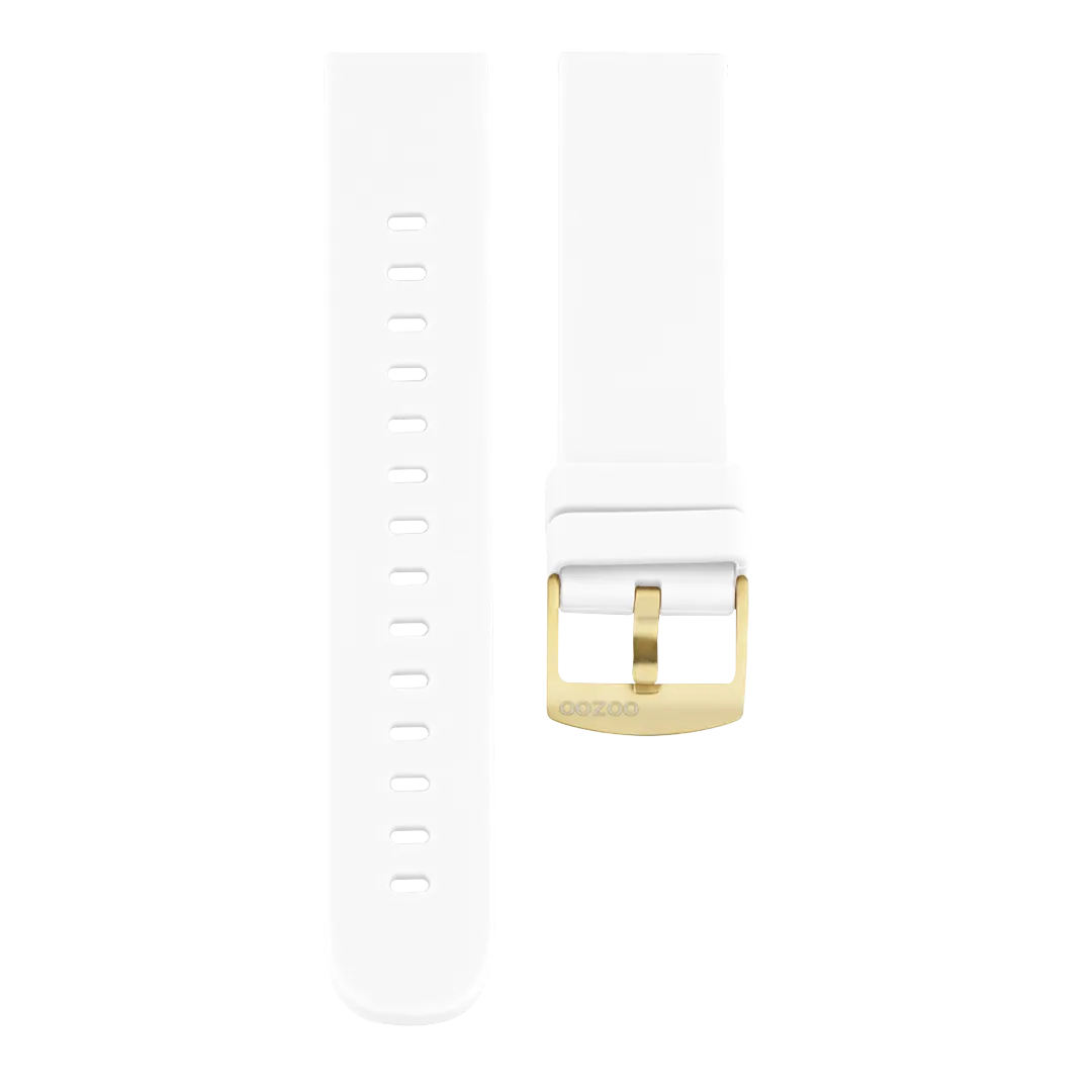 White OOZOO rubber strap with gold clasp