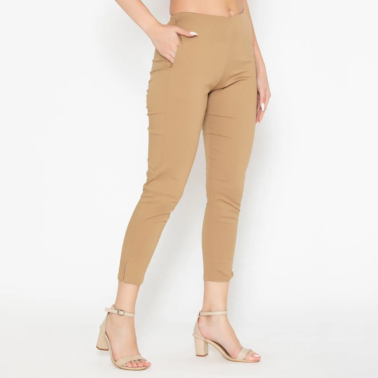 Women's Cotton Formal Trousers - Mocha