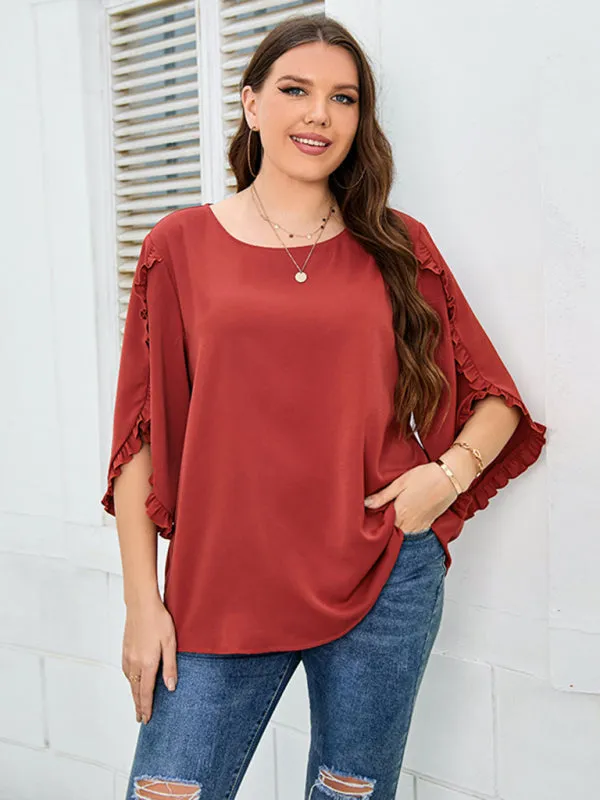 Women's Plus Size Half Sleeve Loose Fit Top