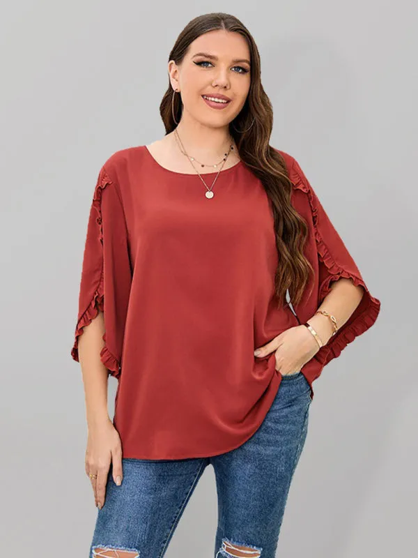 Women's Plus Size Half Sleeve Loose Fit Top