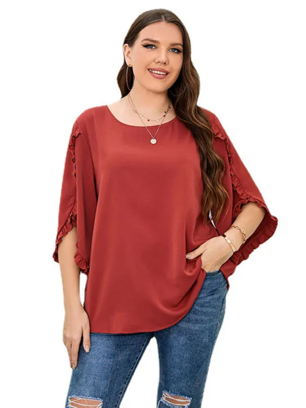 Women's Plus Size Half Sleeve Loose Fit Top