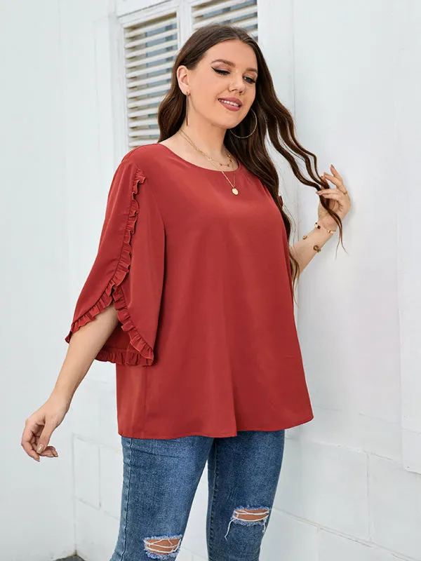 Women's Plus Size Half Sleeve Loose Fit Top