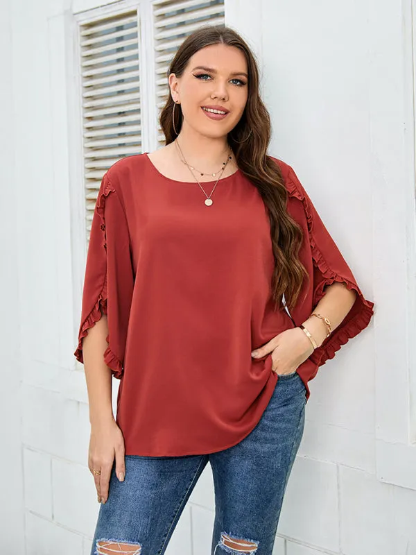 Women's Plus Size Half Sleeve Loose Fit Top